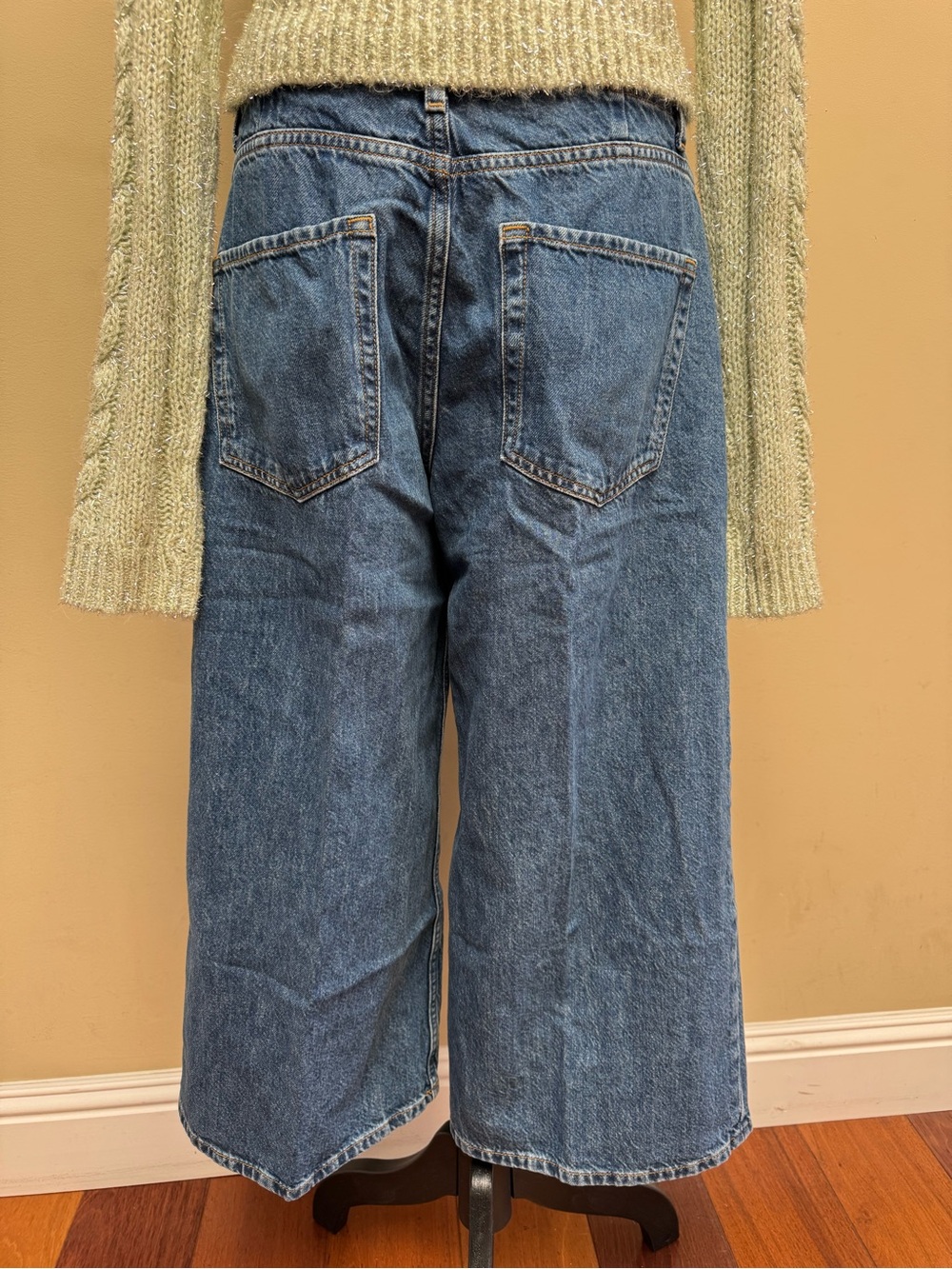 Pilcro Wide-Leg Mid-Rise Blue Denim Jeans - Picture 3 of 9